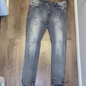 Men's Distressed Gray Jeans